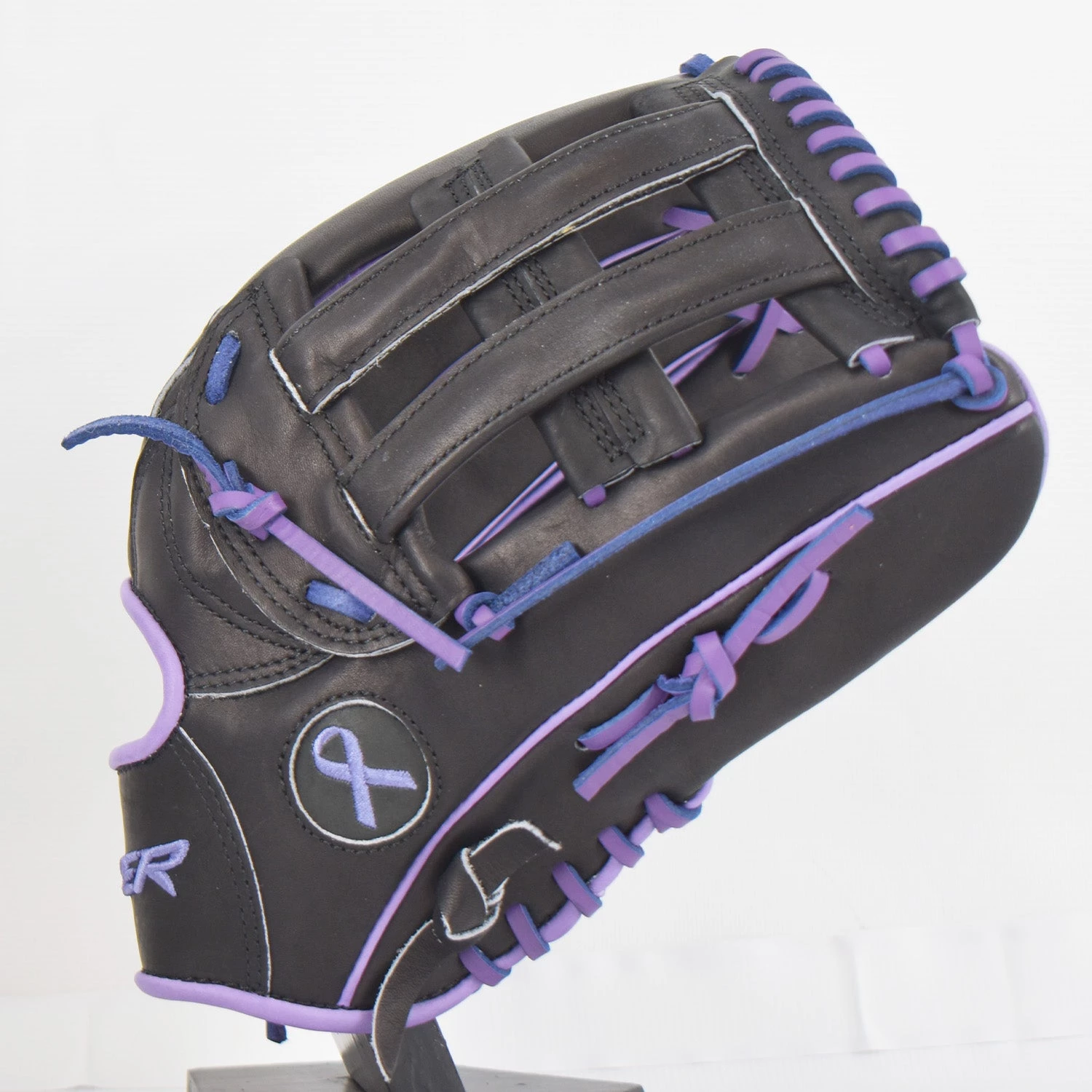 Smash It Sports Viper Japanese Kip Leather Slowpitch Softball Fielding Glove β Black/Purple Pancreatic Cancer Awareness