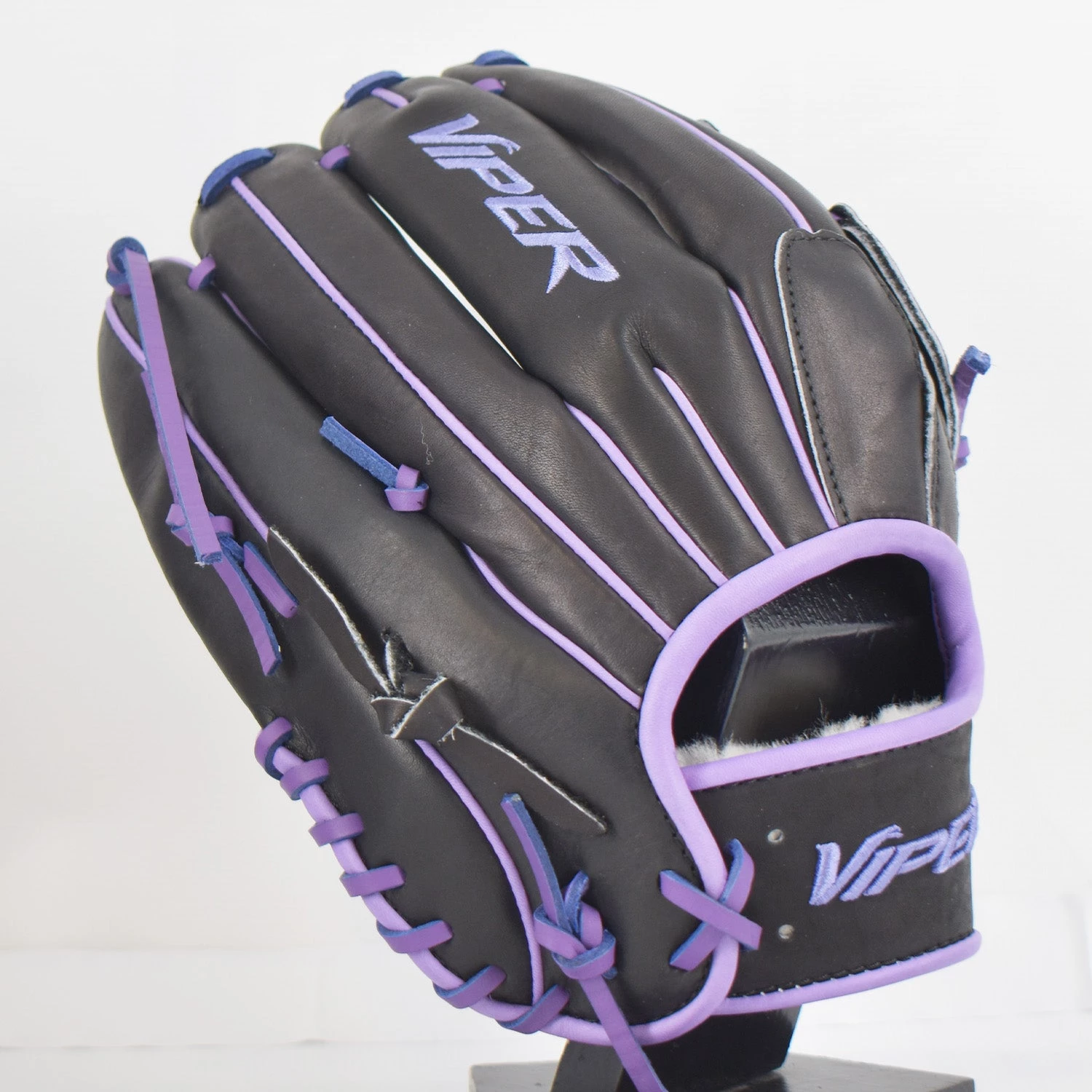 Smash It Sports Viper Japanese Kip Leather Slowpitch Softball Fielding Glove β Black/Purple Pancreatic Cancer Awareness - Image 2