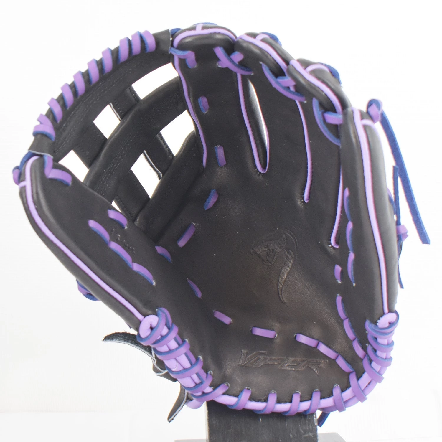 Smash It Sports Viper Japanese Kip Leather Slowpitch Softball Fielding Glove β Black/Purple Pancreatic Cancer Awareness - Image 3