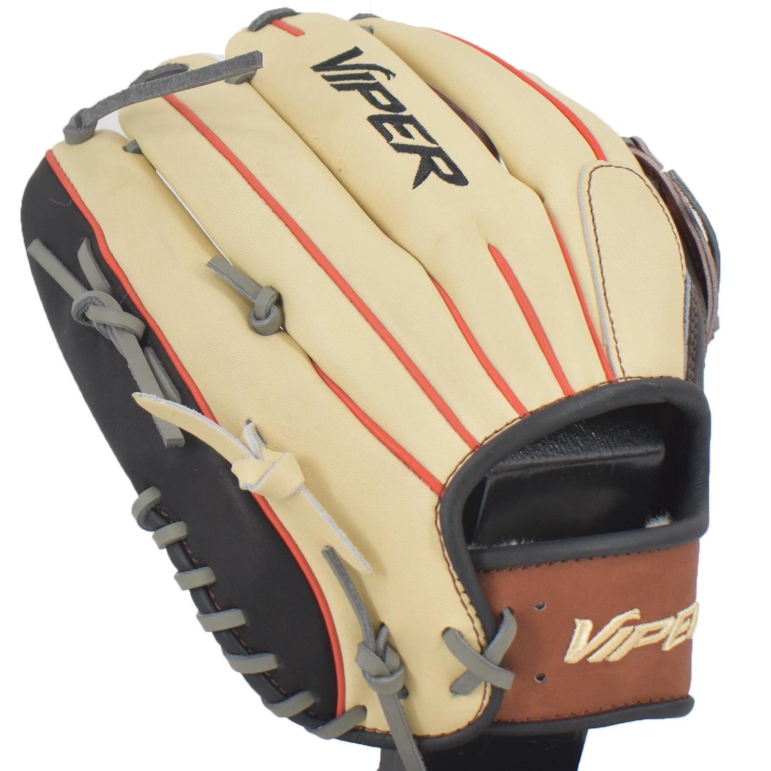Smash It Sports Viper Japanese Kip Leather Slowpitch Softball Fielding Glove β Carmel Black Tan - Image 3