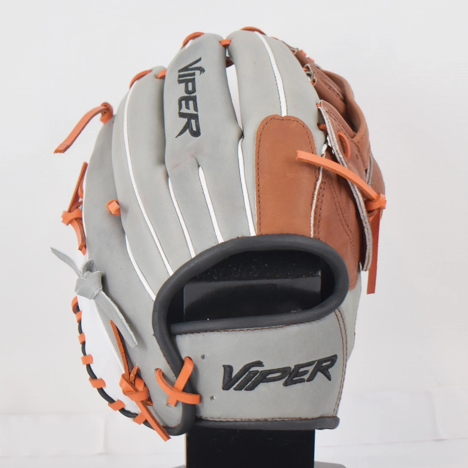 Smash It Sports Viper Japanese Kip Leather Slowpitch Softball Fielding Glove β Carmel/Grey/White/Orange - Image 2