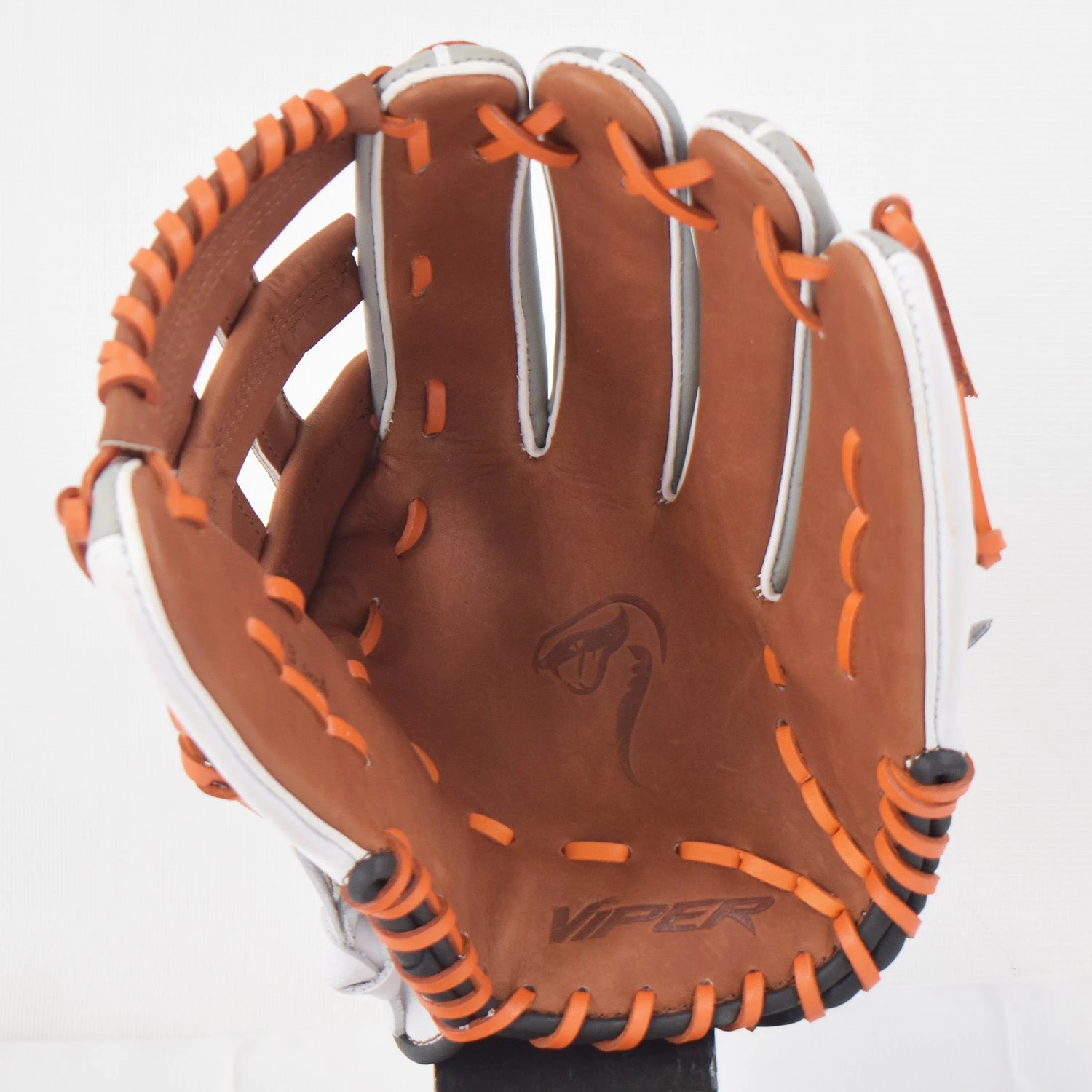 Smash It Sports Viper Japanese Kip Leather Slowpitch Softball Fielding Glove β Carmel/Grey/White/Orange - Image 3