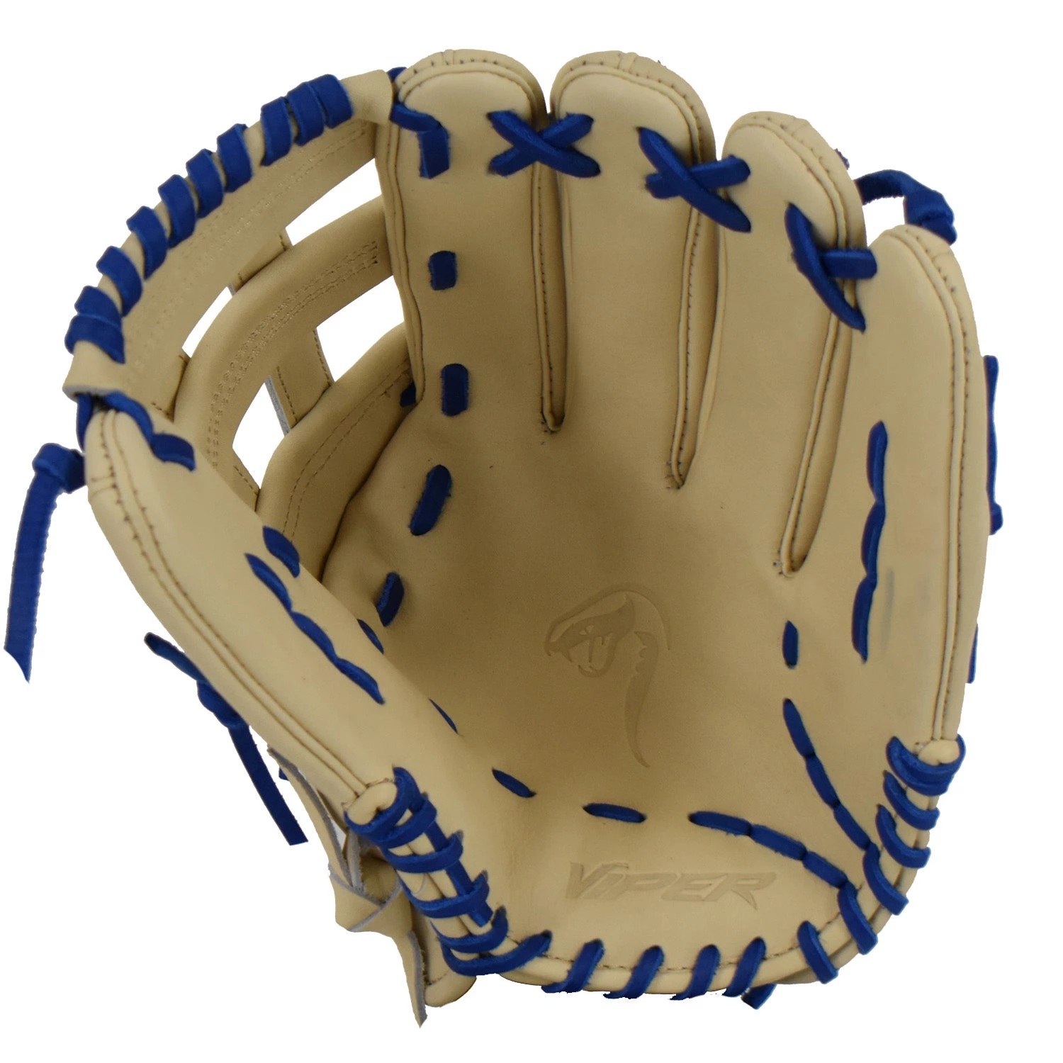 Smash It Sports Viper Japanese Kip Leather Slowpitch Softball Fielding Glove β Cream/Royal - Image 2